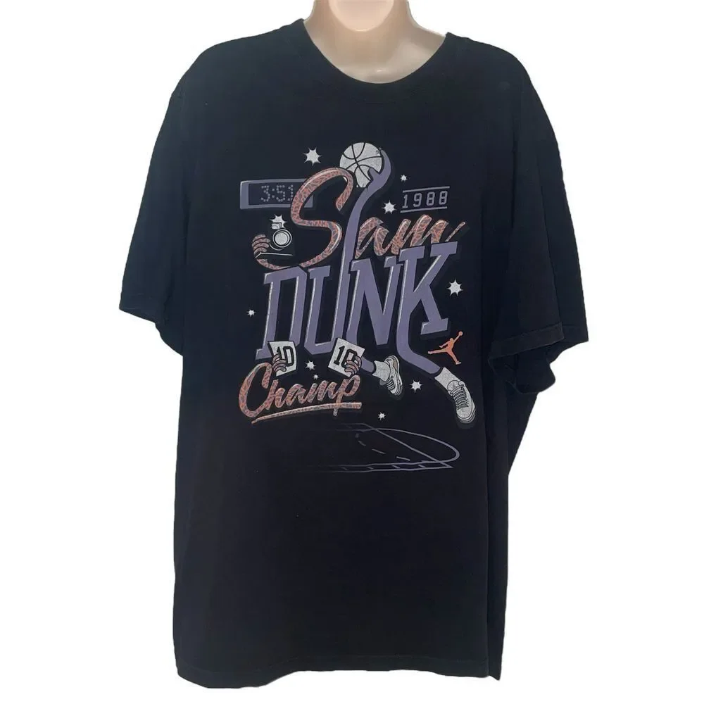 JORDAN 1988 slam dunk Retro 3 Dunk Champ T-Shirt sz 2XL Black Purple Slam Flight